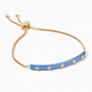 Blue Enamel and Gold Stella & Dot Slider Bracelet - NWOT